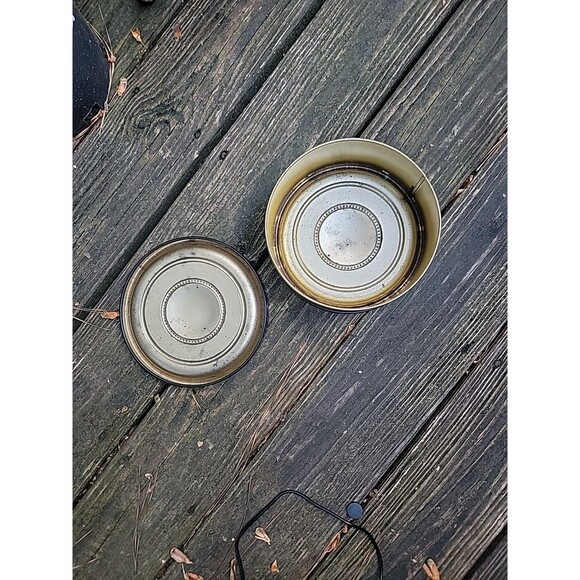 EARLY‎ 1900s Tin Container CHERUB ANGELS Playing VIOLIN & HARP Black Gold Nice - Picture 12 of 16